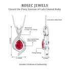 1 Carat Lab Created Ruby Teardrop Pendant with Moissanite AAAA - Rosec Jewels