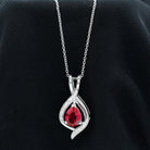 1 Carat Lab Created Ruby Teardrop Pendant with Moissanite AAAA - Rosec Jewels
