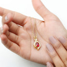 1 Carat Lab Created Ruby Teardrop Pendant with Moissanite AAAA - Rosec Jewels