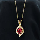 1 Carat Lab Created Ruby Teardrop Pendant with Moissanite AAAA - Rosec Jewels