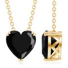 8MM Heart Shape Black Spinel Solitaire Necklace in Double Prong Setting AAA - Rosec Jewels