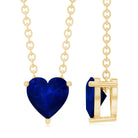 Heart Shape Blue Sapphire Solitaire Necklace for Women AAA - Rosec Jewels