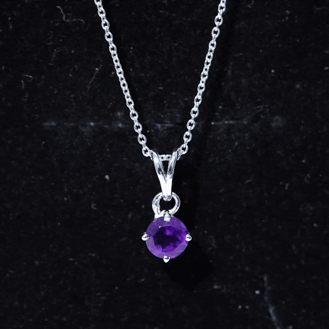 1/2 CT Round Amethyst Solitaire Pendant with Rabbit Ear Bail Amethyst - ( AAA ) - Quality - Rosec Jewels