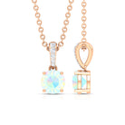 Round Shape Ethiopian Opal Pendant with Diamond Bail AAA - Rosec Jewels