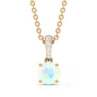 Round Shape Ethiopian Opal Pendant with Diamond Bail AAA - Rosec Jewels