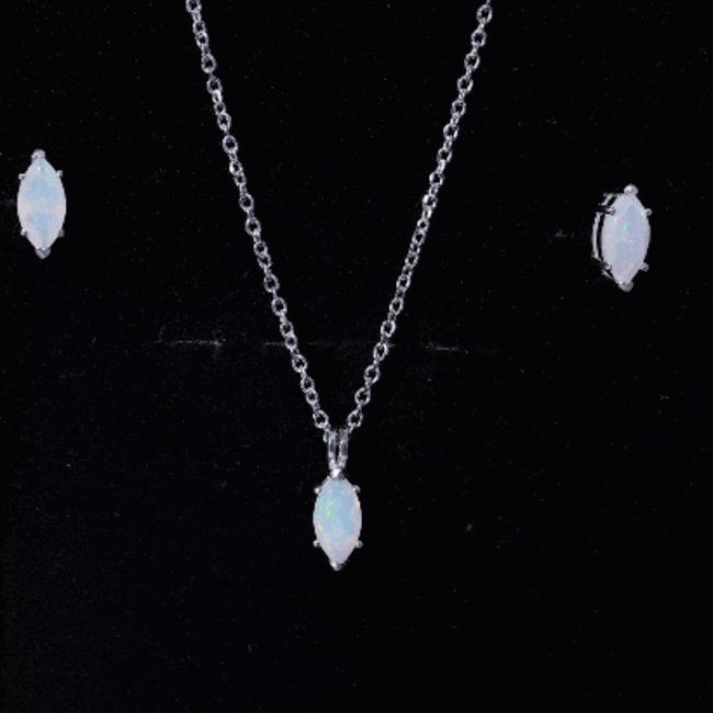 Marquise Cut 4X8 MM Ethiopian Opal Solitaire Jewelry Set AAA - Rosec Jewels