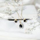 3 CT Black Spinel and Moissanite Teardrop Necklace Earrings Set AAA - Rosec Jewels