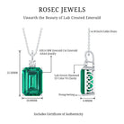 Certified 8.2 Carat Lab Grown Emerald Cocktail Necklace with Diamond AAAA - Rosec Jewels