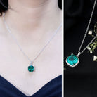 9 Carat Cushion Cut Lab Created Emerald and Diamond Cocktail Necklace AAAA - Rosec Jewels
