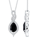 1.75 Carat Pear Shape Black Spinel Statement Necklace with Moissanites AAA - Rosec Jewels