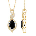 1.75 Carat Pear Shape Black Spinel Statement Necklace with Moissanites AAA - Rosec Jewels
