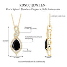 1.75 Carat Pear Shape Black Spinel Statement Necklace with Moissanites AAA - Rosec Jewels