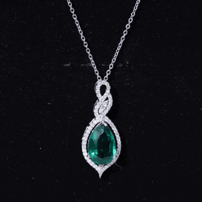 Certified 2.5 Carat Lab Grown Emerald and Diamond Bridal Necklace AAAA - Rosec Jewels