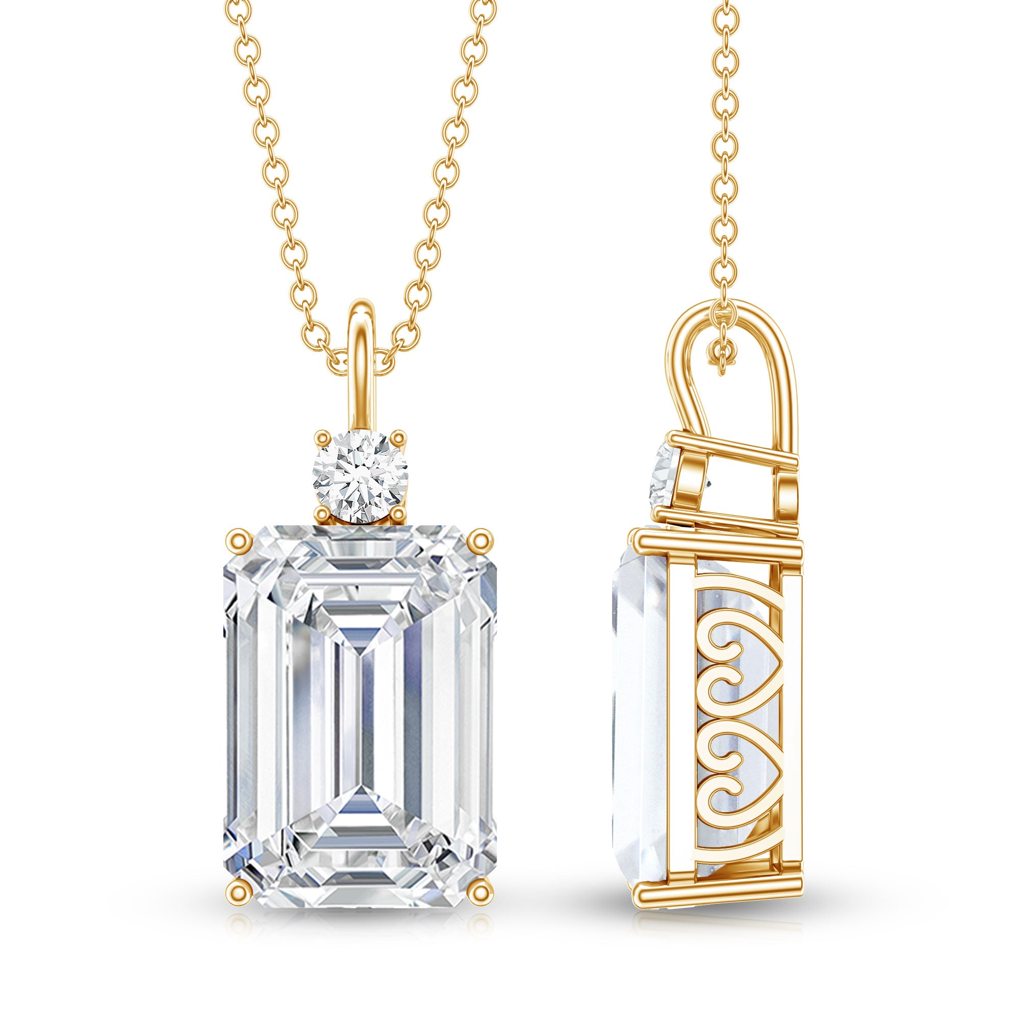 Certified 4.5 Carat Emerald Cut Moissanite Pendant for Women D-VS1 - Rosec Jewels
