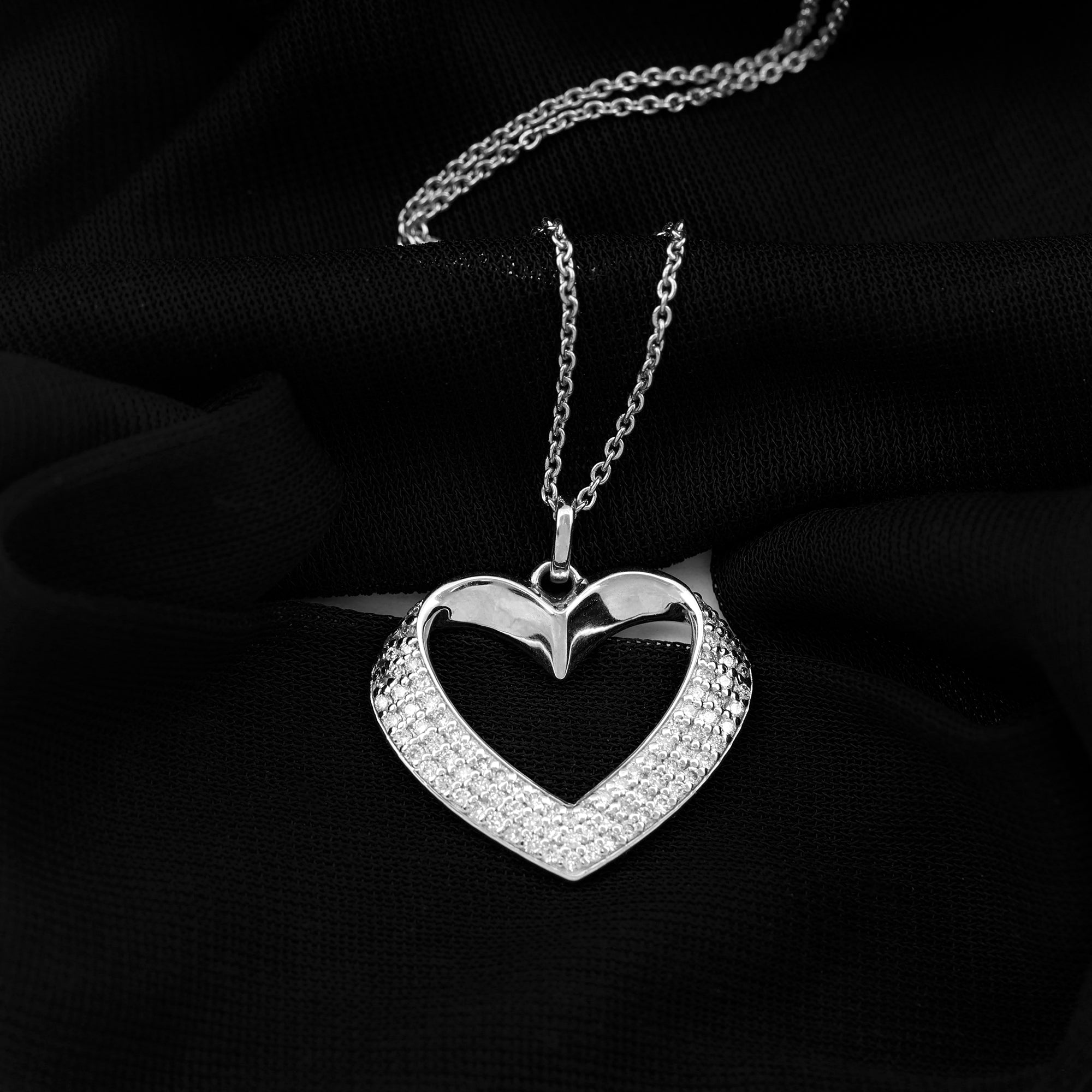 Rosec Jewels-Pave Set Lab Grown Diamond Heart Necklace For Women