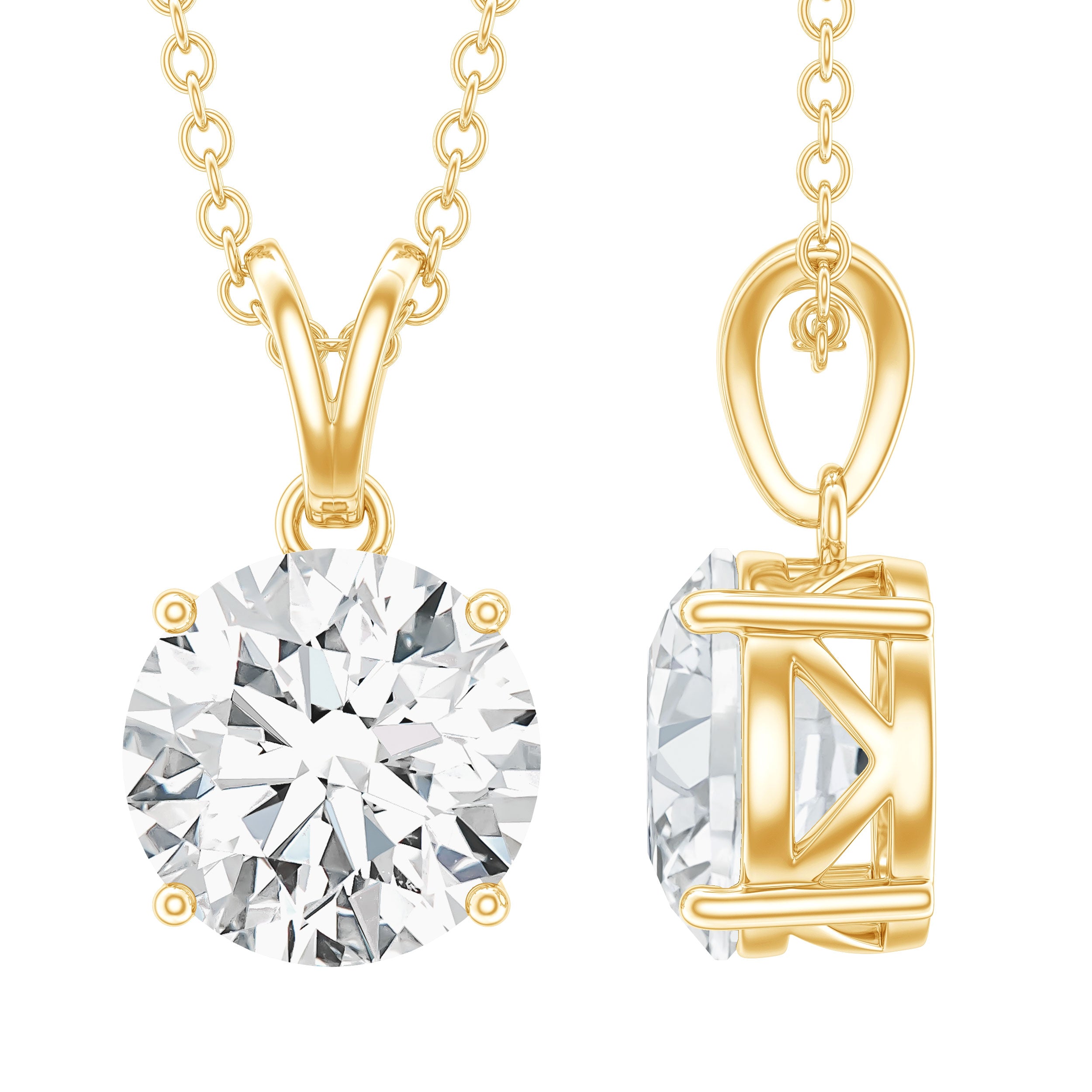 Certified Brilliant Cut Lab Grown 2 Carat Diamond Solitaire Necklace Lab - ( EF-VS ) - Rosec Jewels