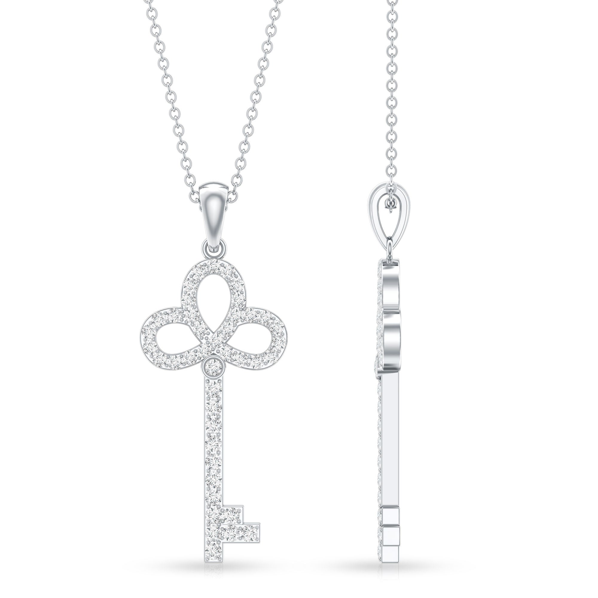 Certified Lab Created Diamond Key To My Heart Necklace Lab - ( EF-VS ) - Rosec Jewels