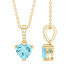 Rosec Jewels-Solitaire Heart Necklace with Blue Topaz and Diamonds