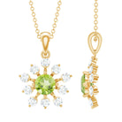 Rosec Jewels-Green Peridot and Diamond Flower Pendant Necklace