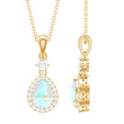 Rosec Jewels-6X9 MM Ethiopian Opal Teardrop Necklace with Diamond Halo