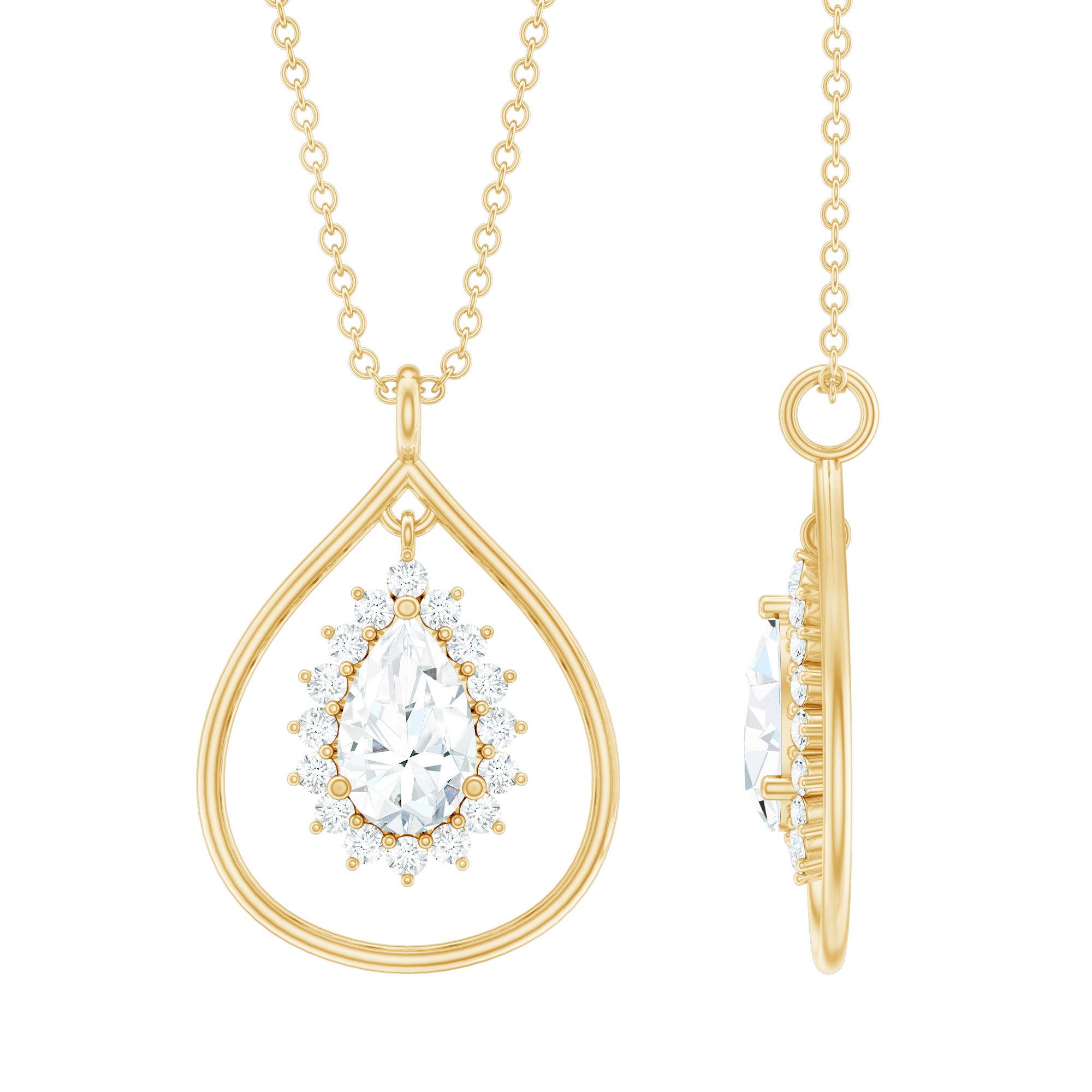 Certified Pear Shaped Moissanite Wedding Necklace for Bride