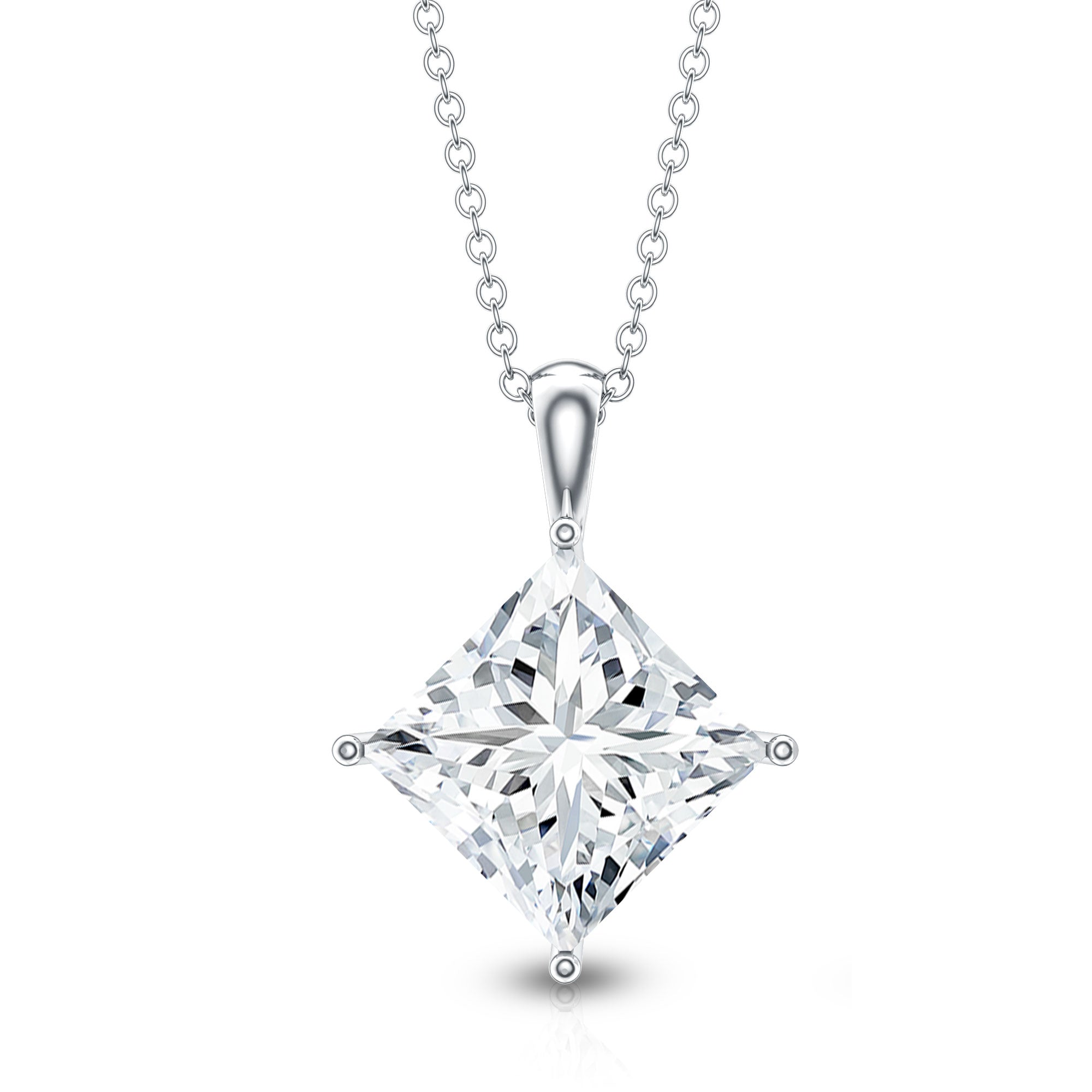 Rosec Jewels-5 Carat Lab Grown Diamond Princess Cut Solitaire Necklace IGI Certified