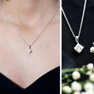 3 Carat Solitaire Lab Grown Diamond Princess Cut Necklace with IGI Certificate Lab - ( E-VS1 ) - Rosec Jewels