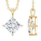 3 Carat Solitaire Lab Grown Diamond Princess Cut Necklace with IGI Certificate Lab - ( E-VS1 ) - Rosec Jewels