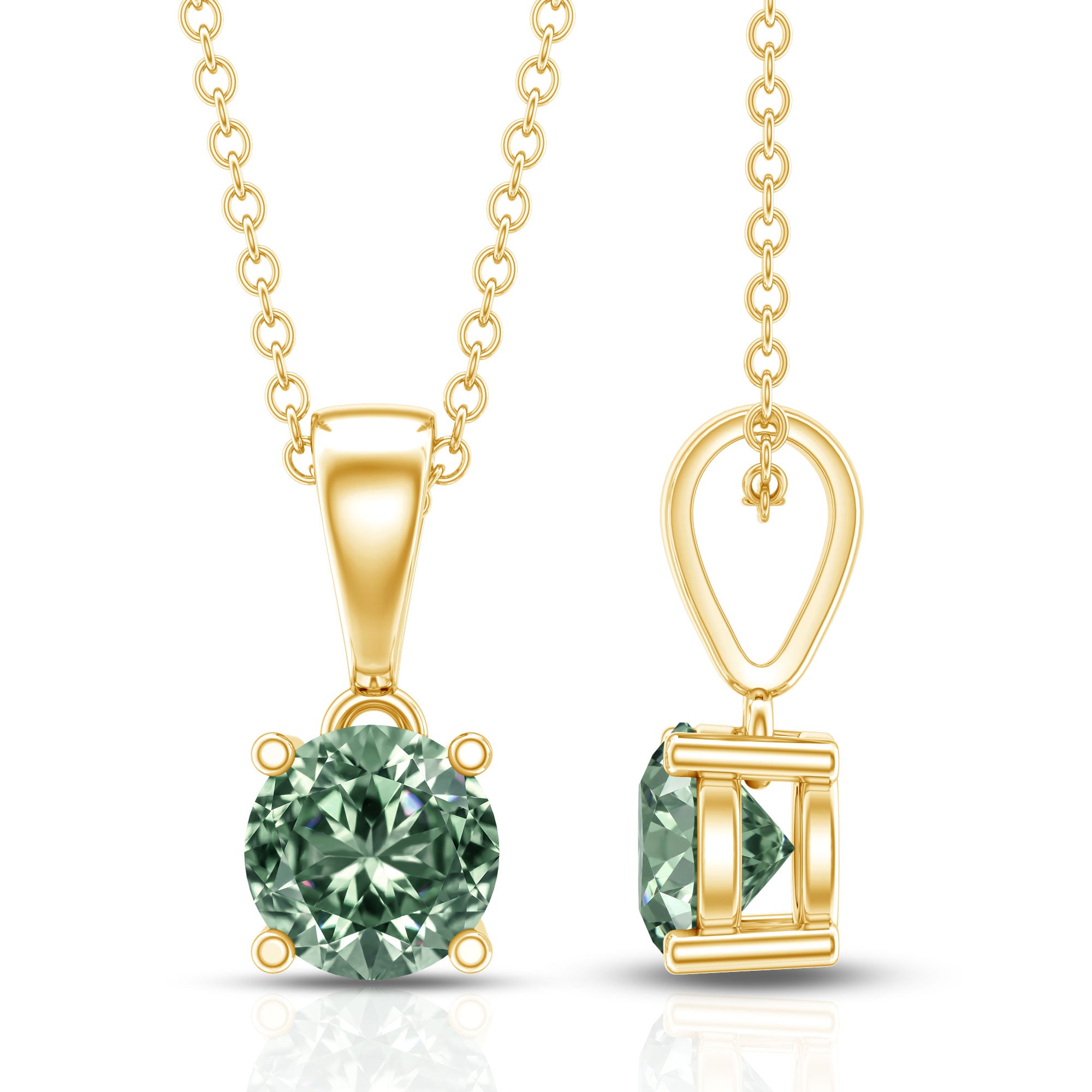 1 Carat Lab Created Vivid Green Diamond Solitaire Pendant with IGI Certificate Vivid Green - VS1 - Rosec Jewels