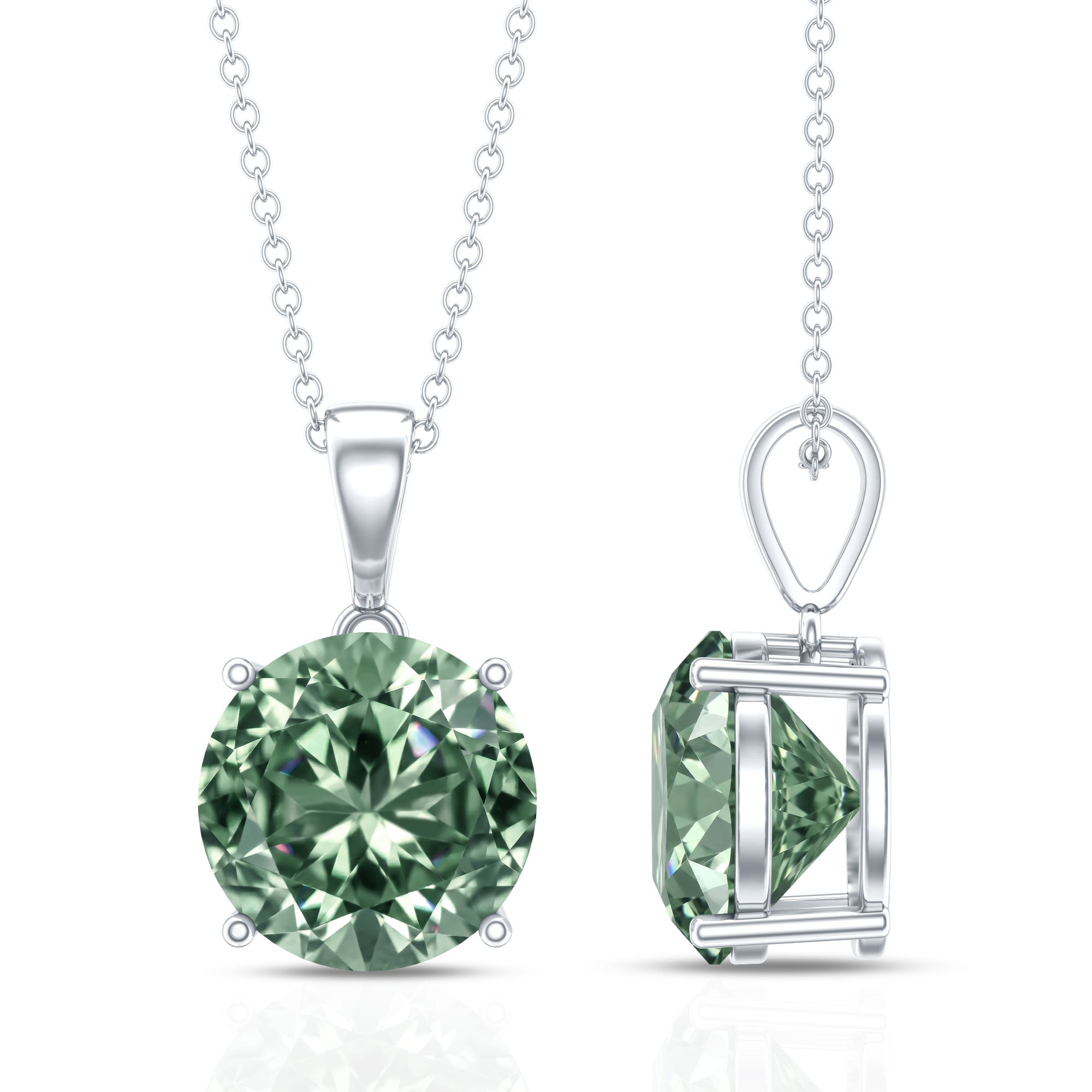 IGI Certified Round Lab Grown Green Diamond Solitaire Necklace 5 Carat Vivid Green - VS1 - Rosec Jewels