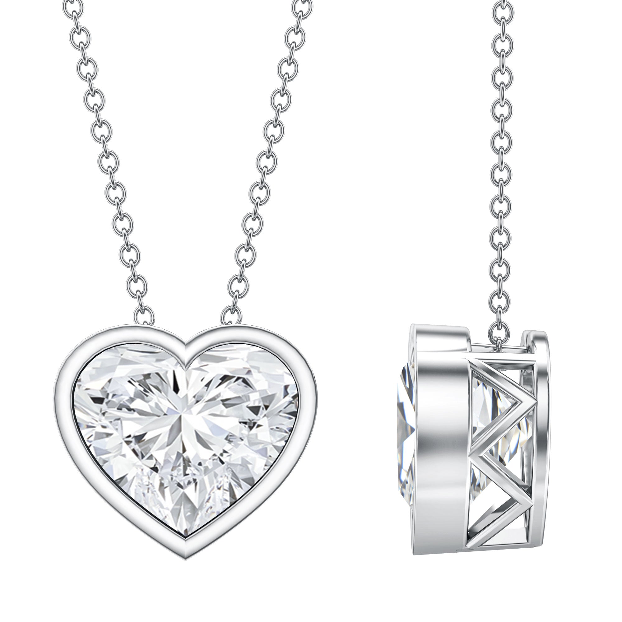 Rosec Jewels-IGI Certified Lab Grown Solitaire Diamond Heart Necklace 4 Carat