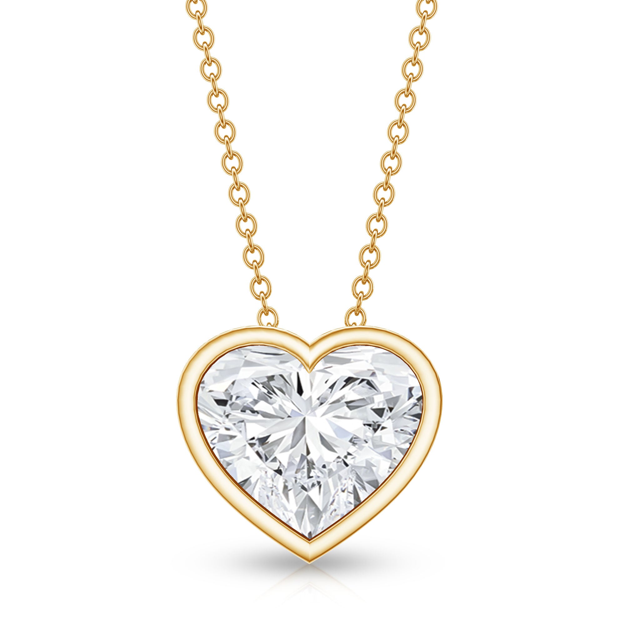 Rosec Jewels-IGI Certified Lab Grown Solitaire Diamond Heart Necklace 4 Carat
