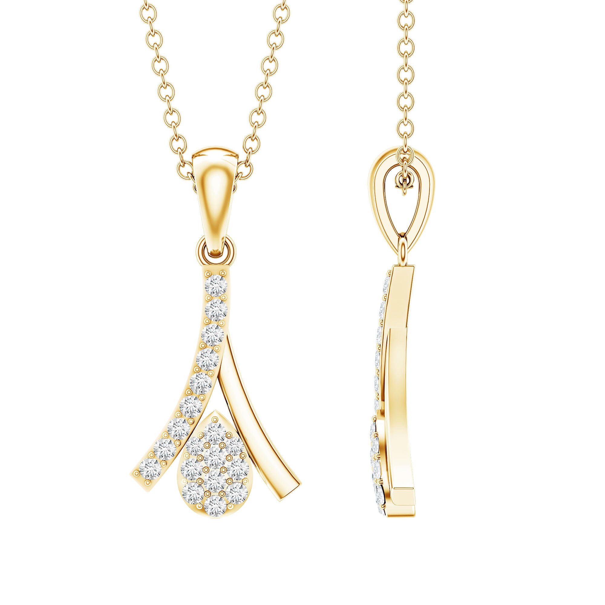 Certified Round Cut Diamond Cluster Necklace Natural - ( HI-SI ) - Rosec Jewels