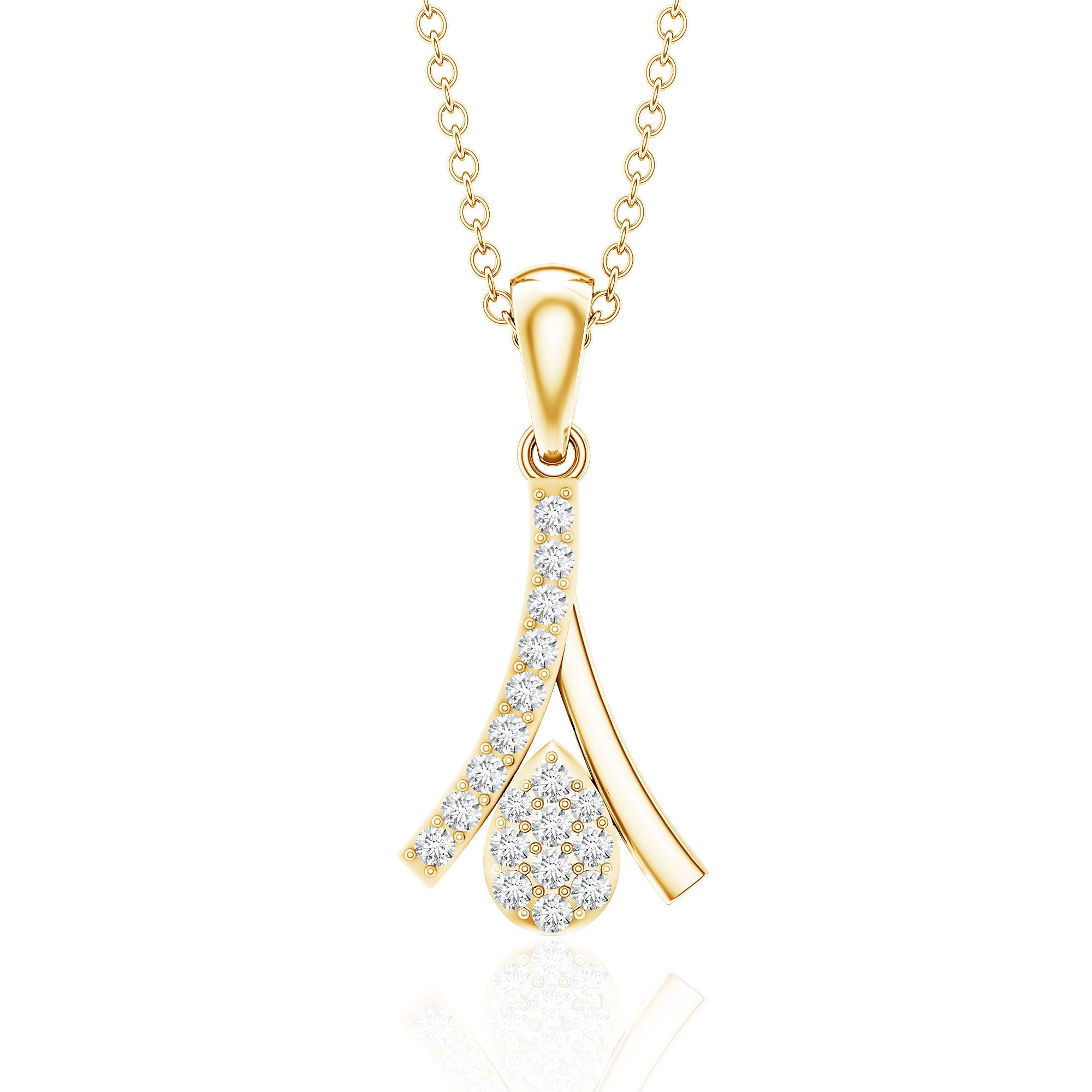 Certified Round Cut Diamond Cluster Necklace Natural - ( HI-SI ) - Rosec Jewels