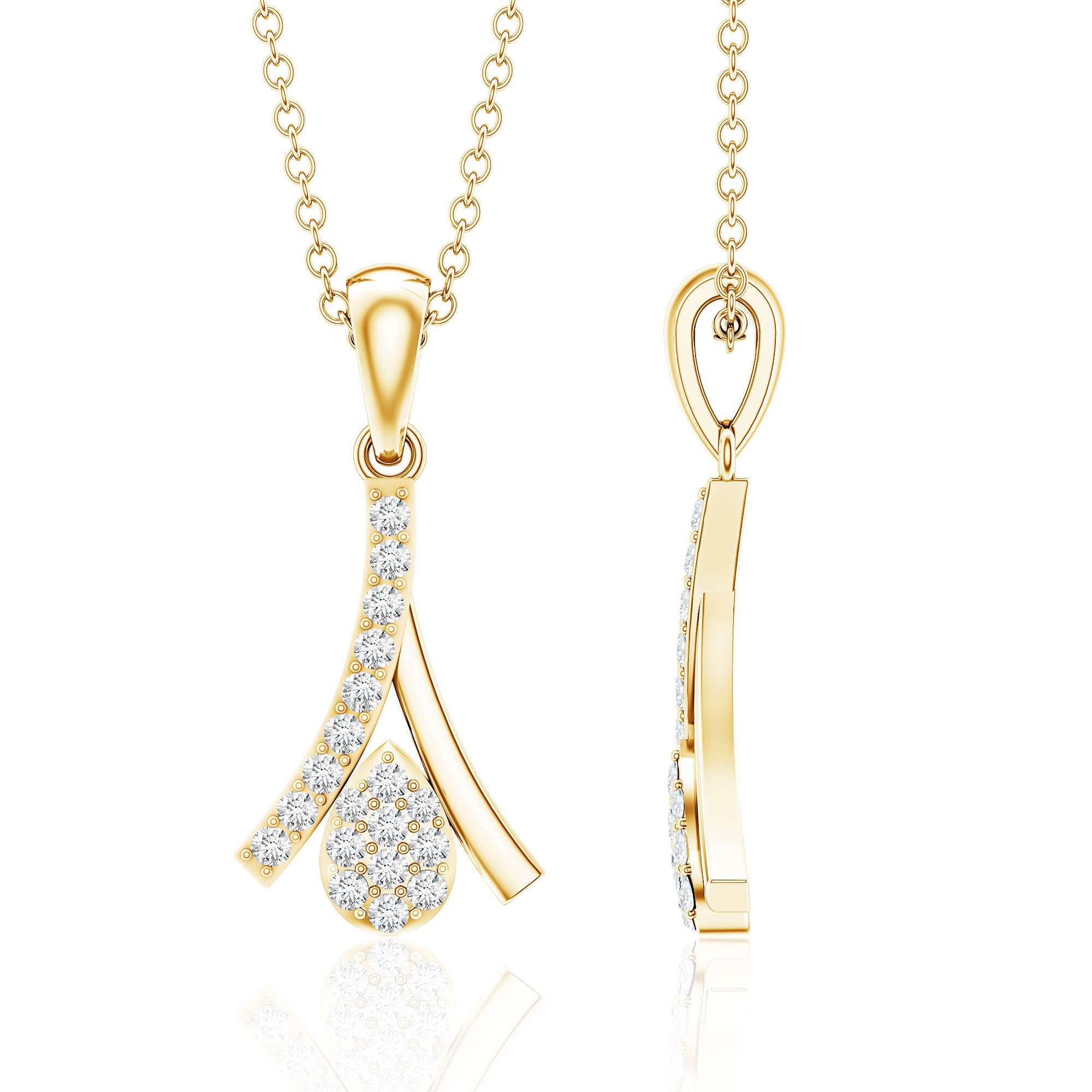 Certified Round Cut Diamond Cluster Necklace Natural - ( HI-SI ) - Rosec Jewels