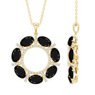 3 CT Oval Cut Black Spinel Elegant Pendant with Moissanite AAA - Rosec Jewels