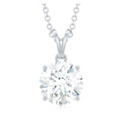 Certified 2 Carat Moissanite Solitaire Pendant Necklace With Chain D-VS1 - Rosec Jewels