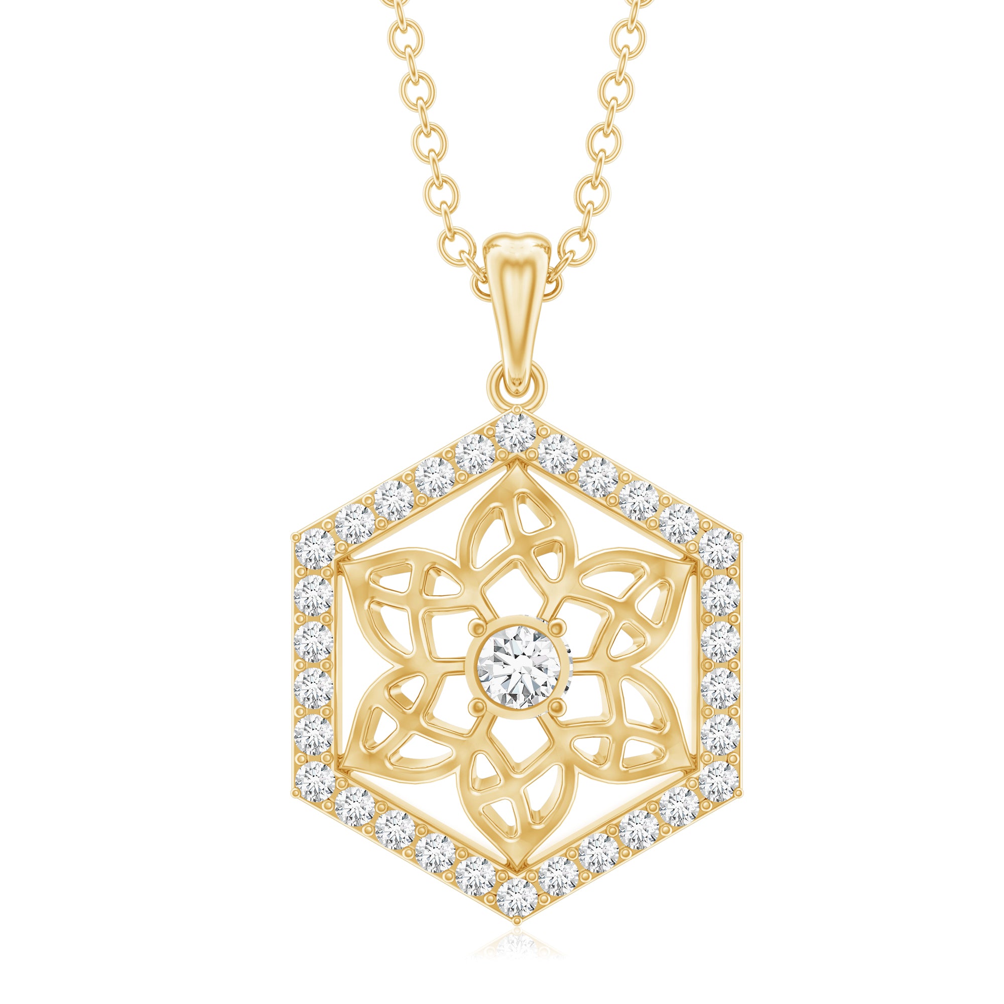 Vintage Inspired Certified Moissanite Flower Pendant D-VS1 - Rosec Jewels