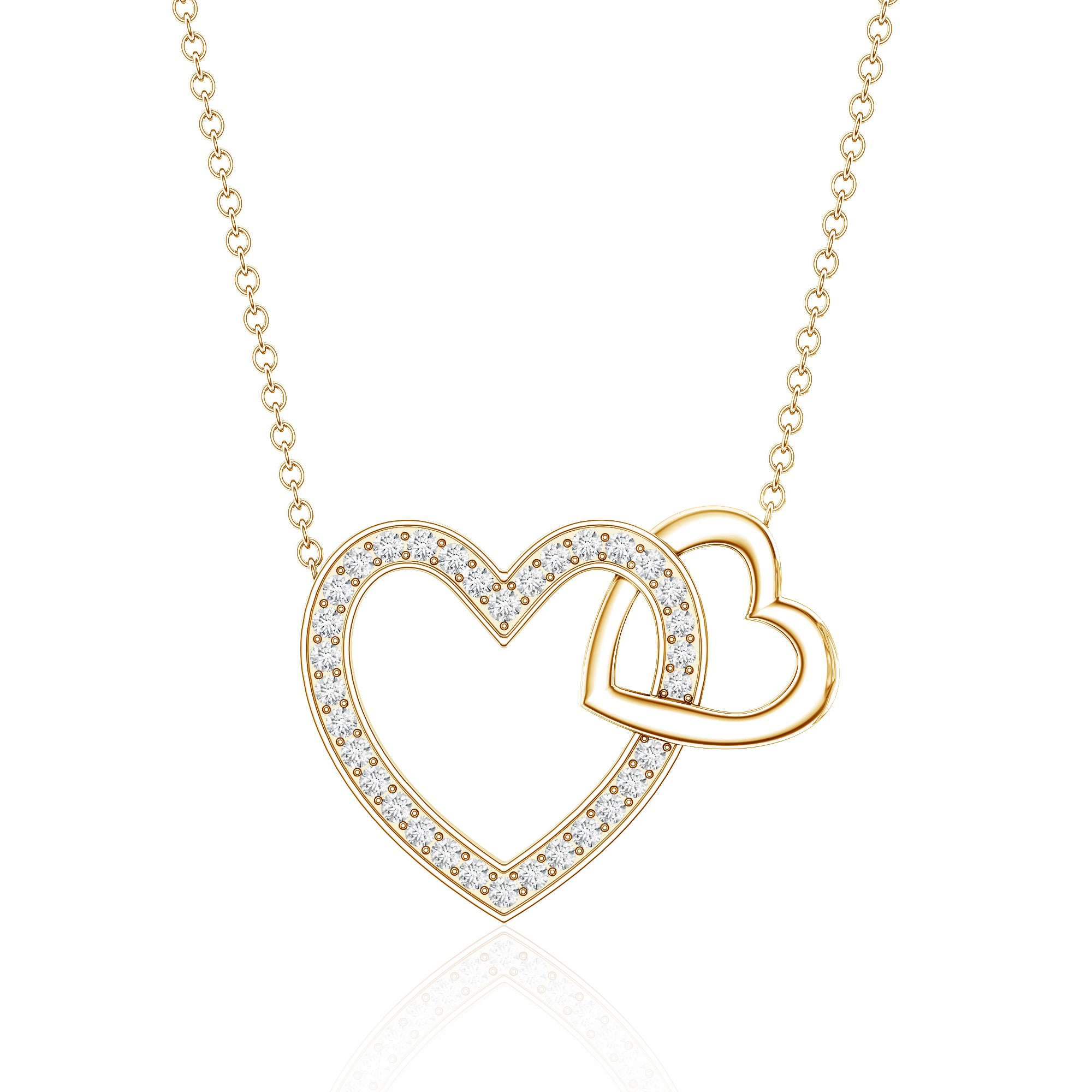 Certified Moissanite Double Heart Necklace for Women D-VS1 - Rosec Jewels