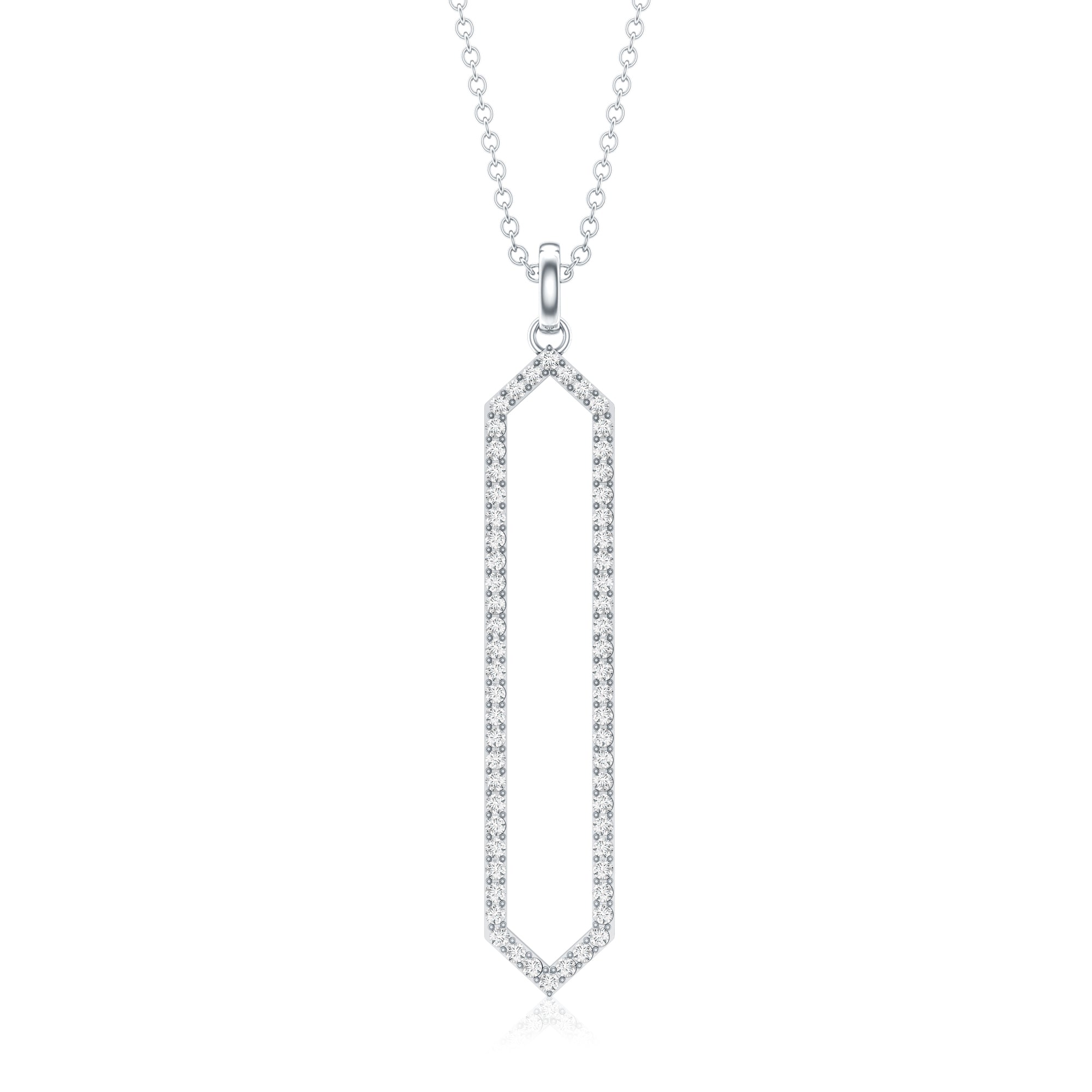 Elongated Hexagonal Moissanite Pendant Necklace with Certificate D-VS1 - Rosec Jewels