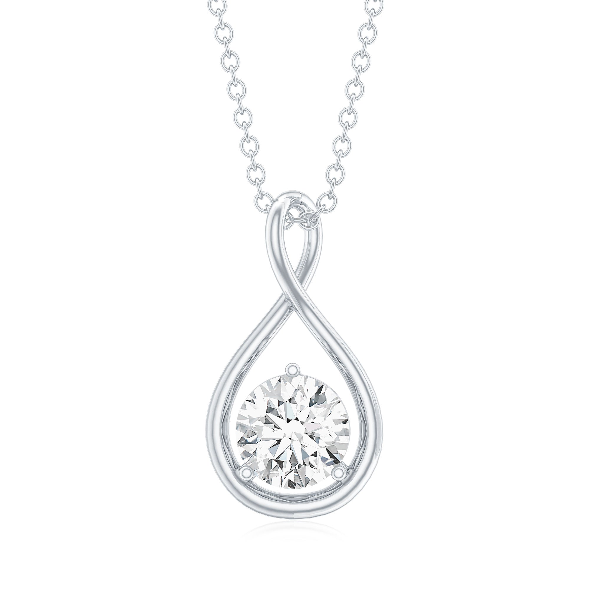 0.9 Carat Solitaire Moissanite Infinity Pendant with Certificate D-VS1 - Rosec Jewels