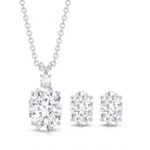 Certified 2 Carat Moissanite Oval Necklace and Earrings Set D-VS1 - Rosec Jewels