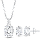Certified 2 Carat Moissanite Oval Necklace and Earrings Set D-VS1 - Rosec Jewels