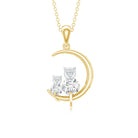 Certified Moissanite Cat on Moon Pendant D-VS1 - Rosec Jewels