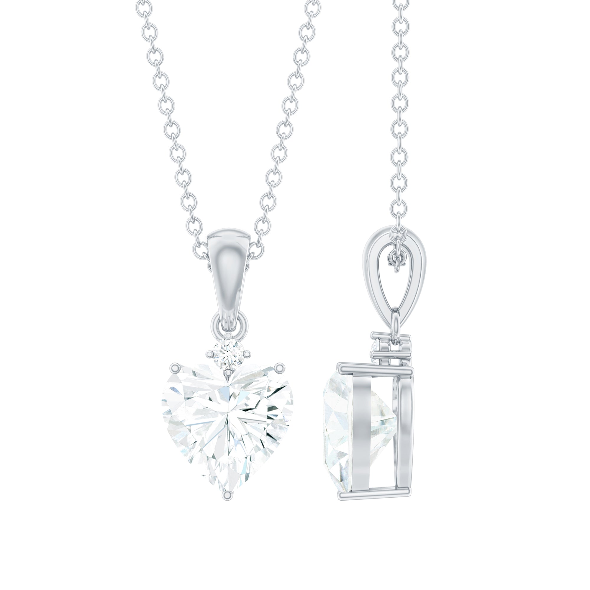 Certified Cubic Zirconia Heart Locket with Silver Chain
