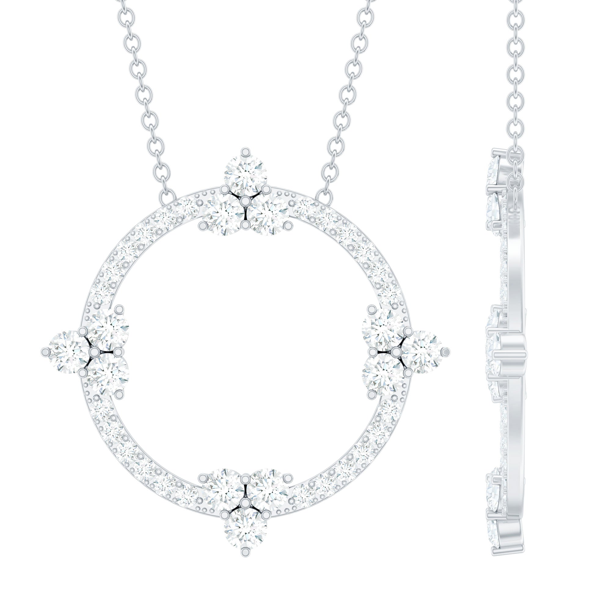 Certified Moissanite Eternity Necklace in 14K Gold Plated Silver