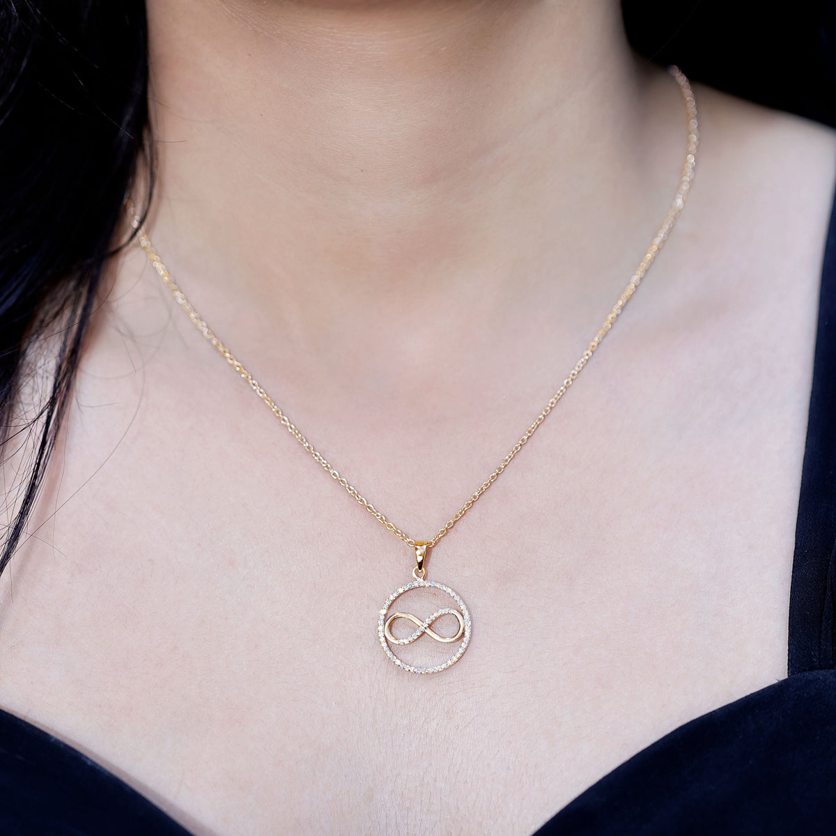 Diamonds Infinity Eternity Pendant Necklace Lab - ( EF-VS ) - Rosec Jewels
