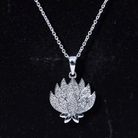 Diamond Designer Lotus Flower Necklace Lab - ( EF-VS ) - Rosec Jewels