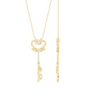 Rosec Jewels-Diamond Heart Key Pendant Necklace with Angel Wings
