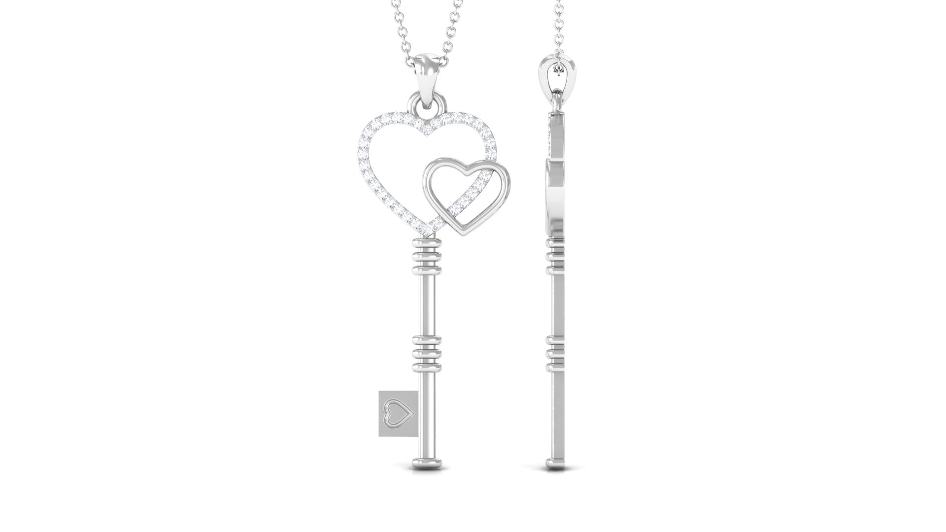 Rosec Jewels-Unique Diamond Heart Key Necklace for Women